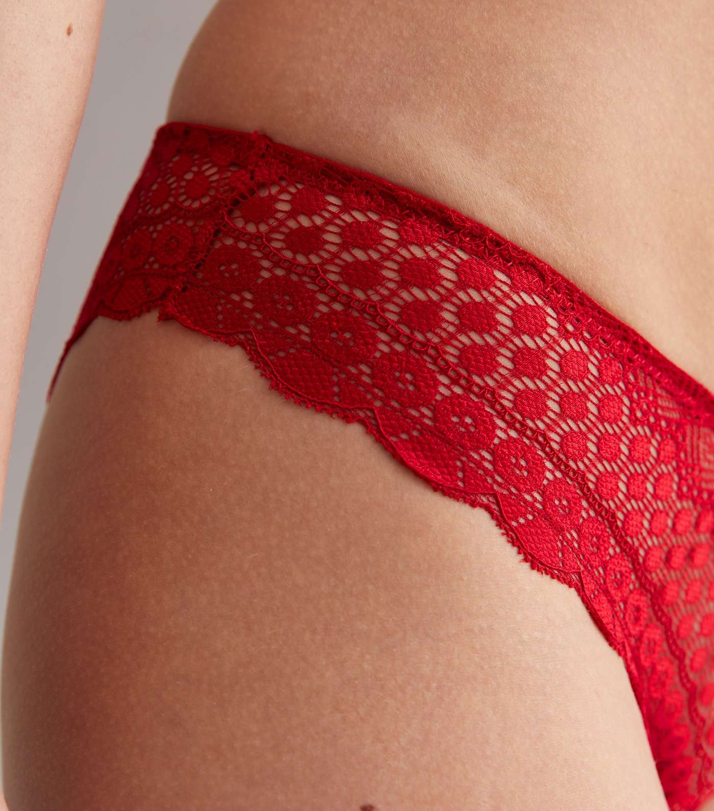 Red Linear Lace Brazilian Briefs Image 2