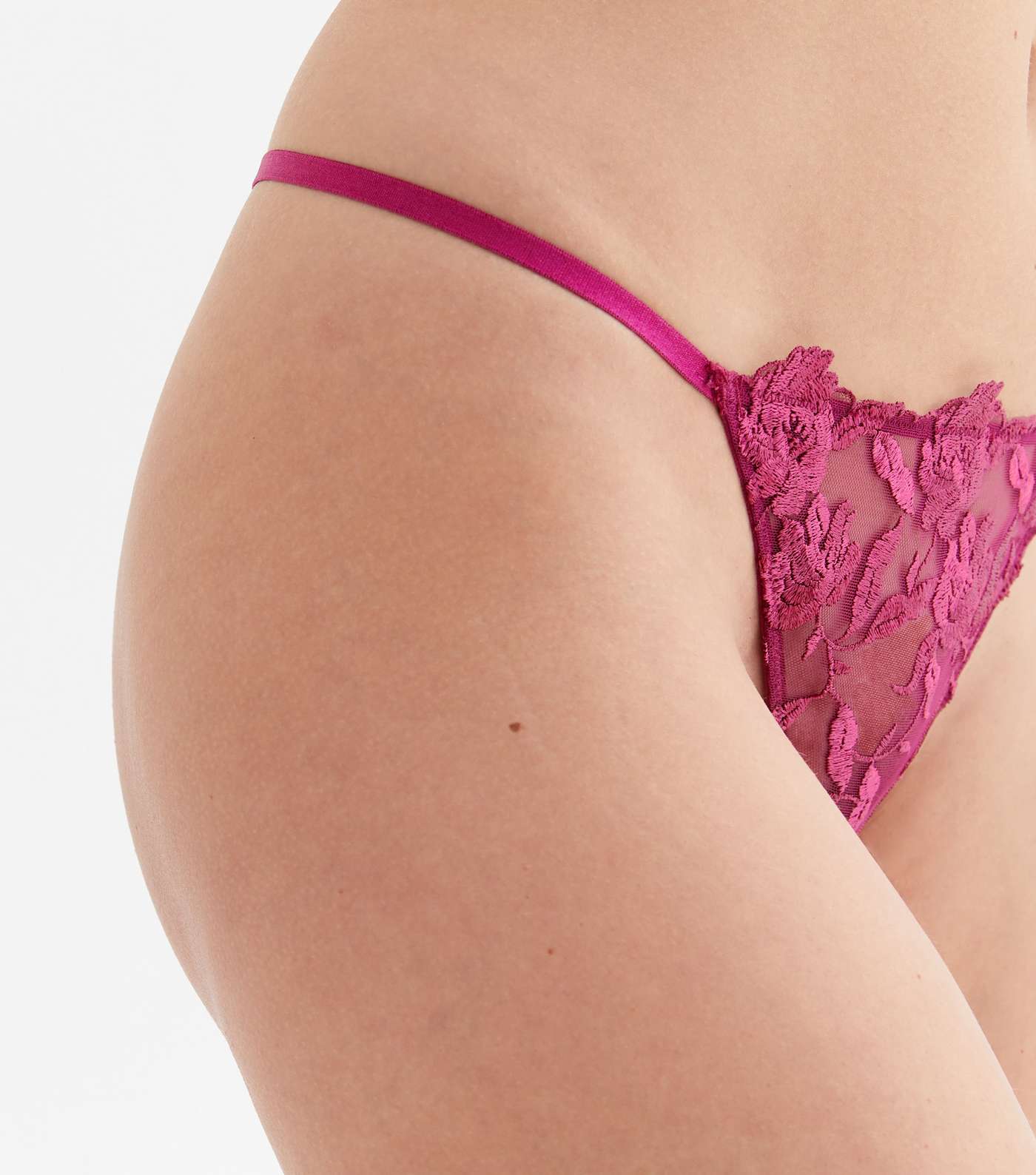 Burgundy Floral Lace Thong Image 3