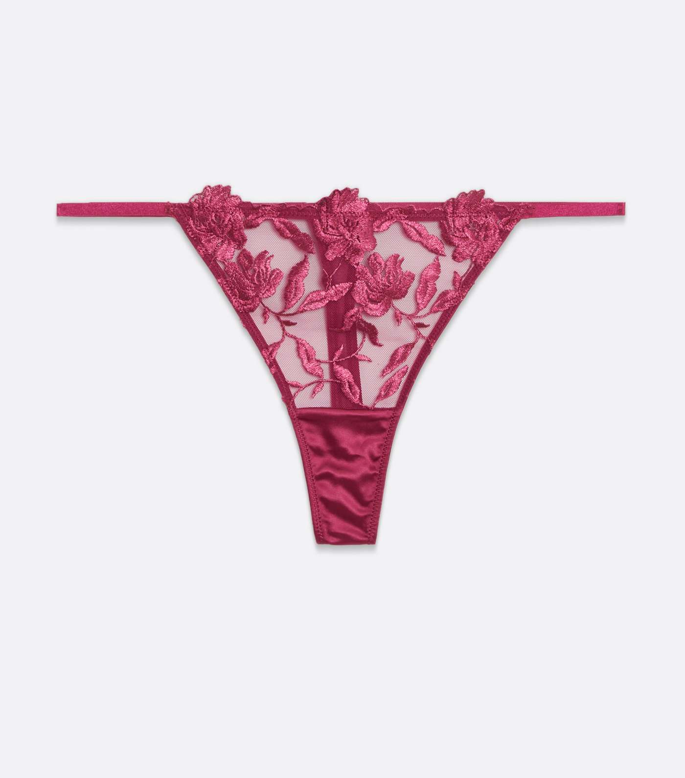 Burgundy Floral Lace Thong Image 5