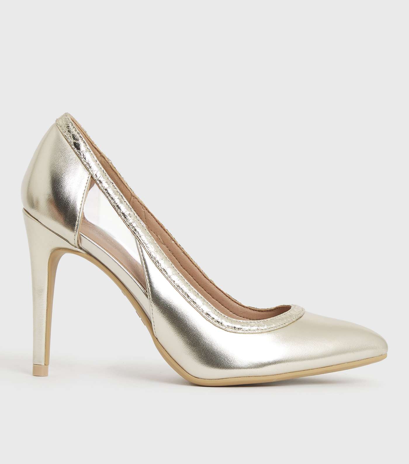 Gold Metallic Pointed Stiletto Heel Court Shoes