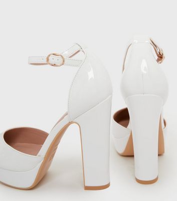 white patent court shoes