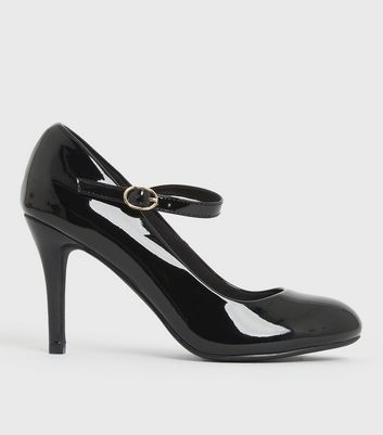 wide fit black patent heels