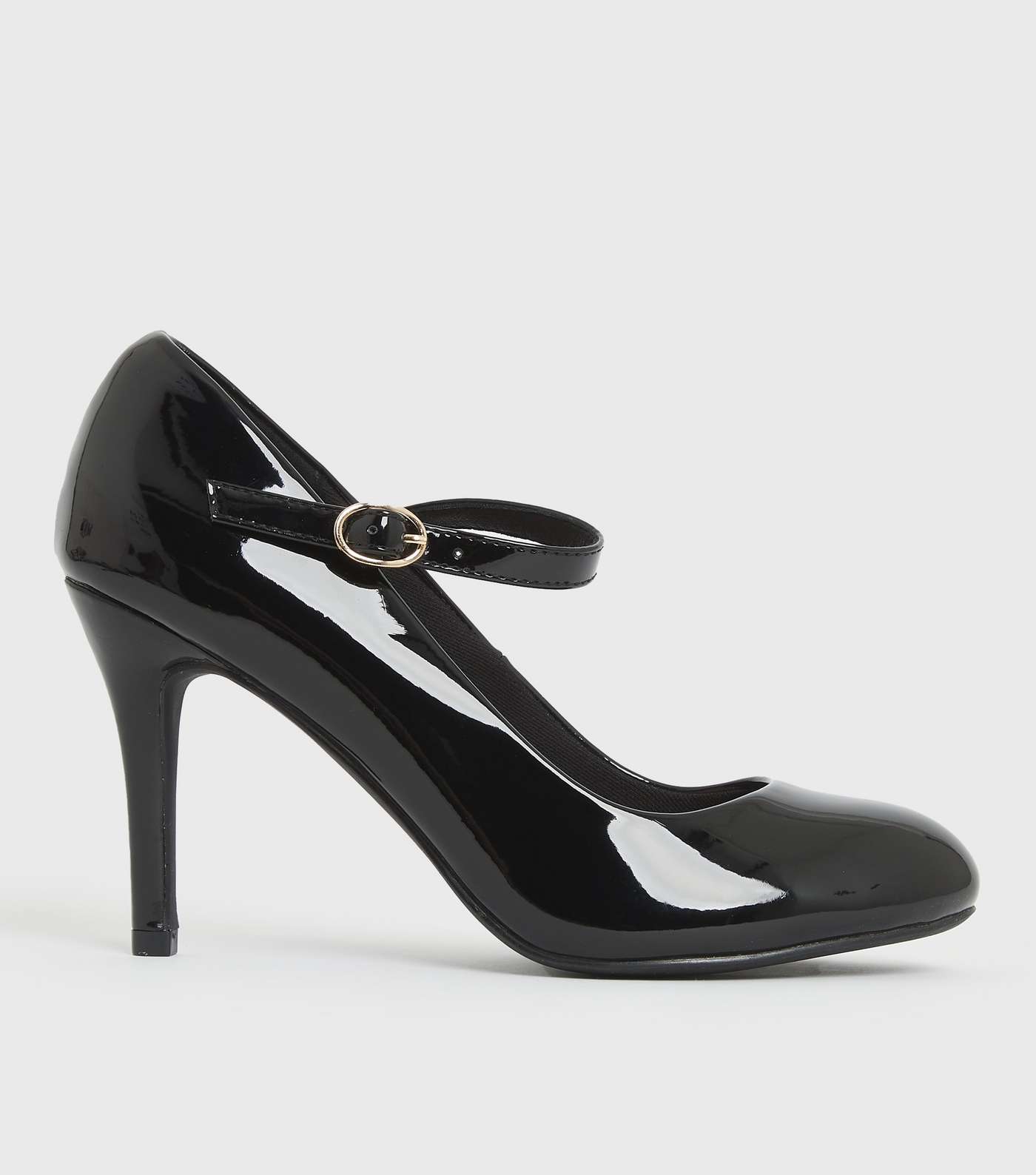 Wide Fit Black Patent Stiletto Heel Mary Jane Shoes