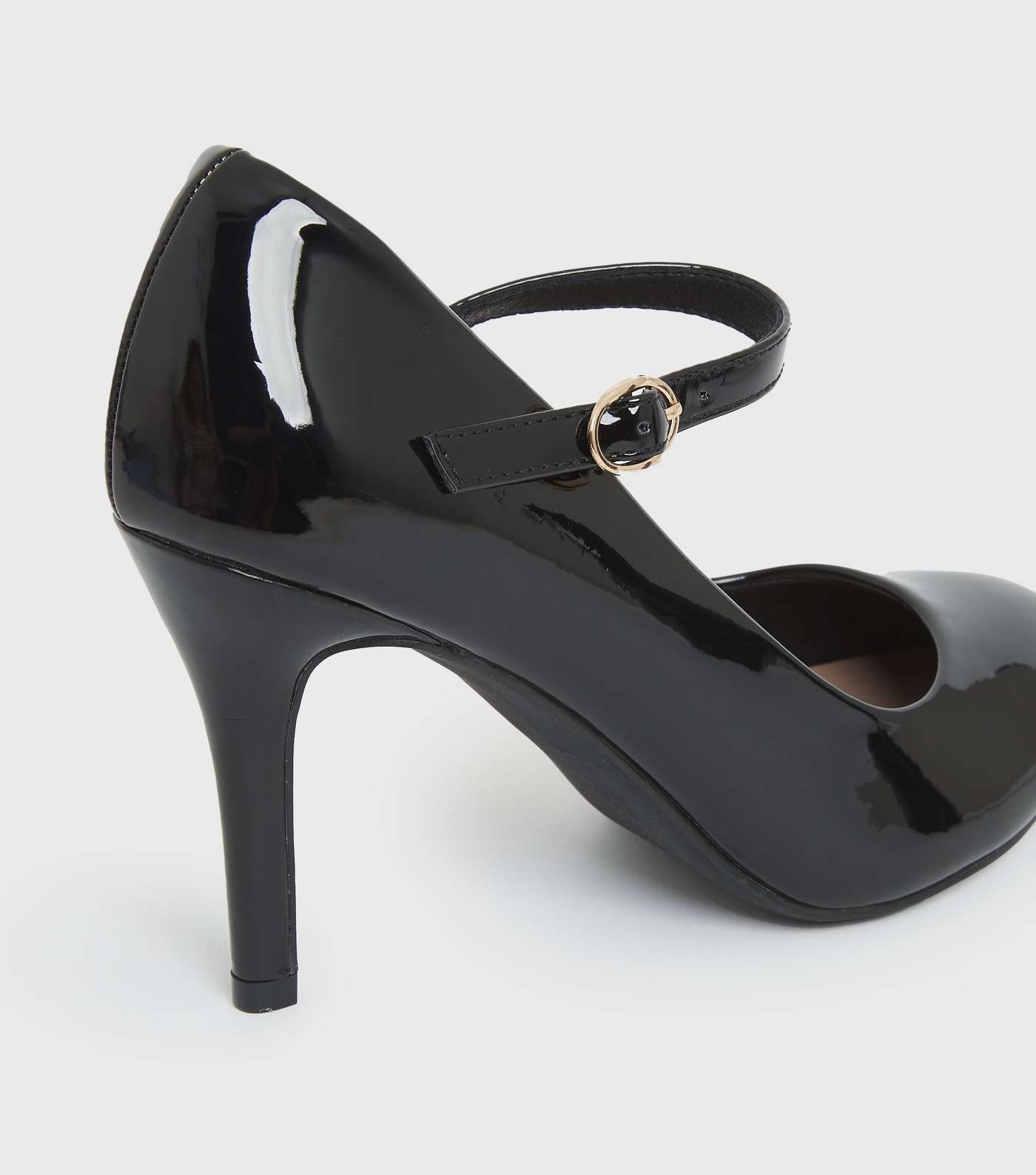 Wide Fit Black Patent Stiletto Heel Mary Jane Shoes Image 3