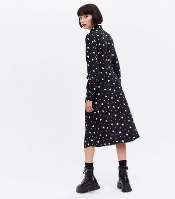 Click to view product details and reviews for Black Heart Belted Midi Shirt Dress New Look.