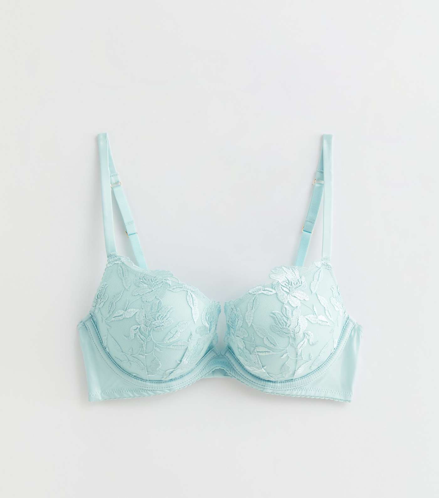 Mint Green Floral Embroidered Push Up Bra Image 5