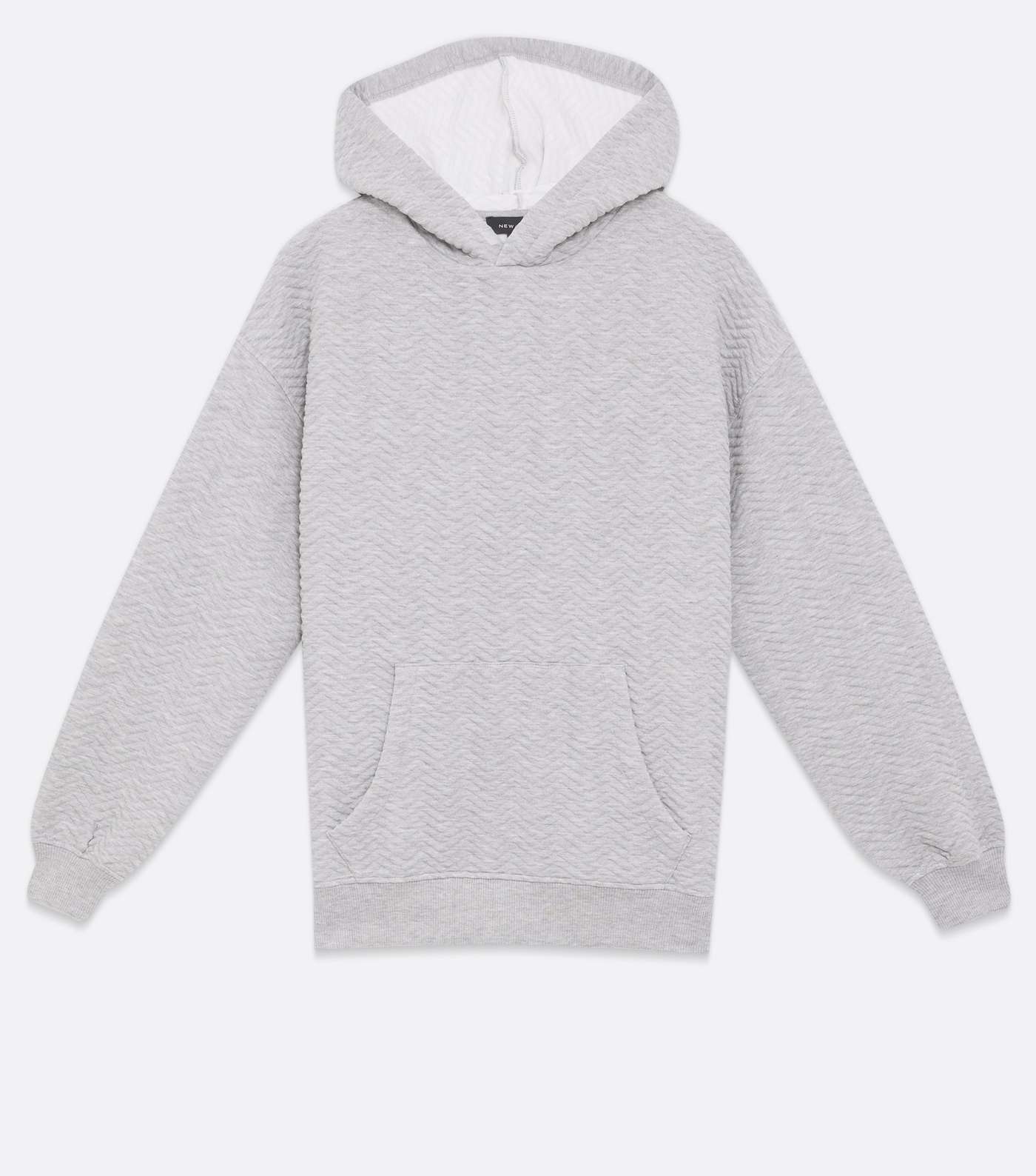 Pale Grey Quilted Pocket Front Hoodie Image 5
