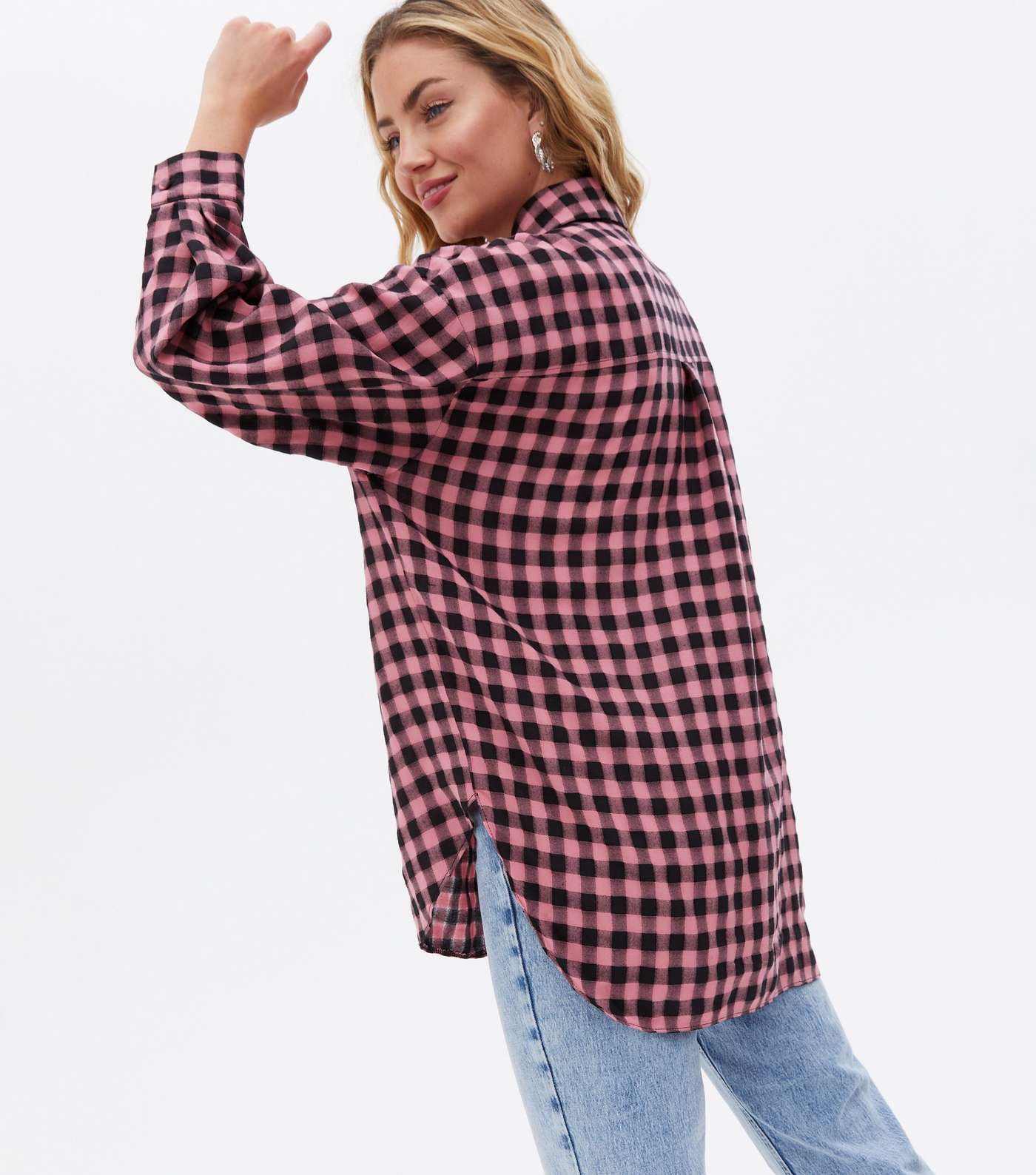 Pink Check Button Front Shirt Image 4