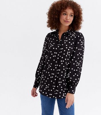 Black Spot Long Sleeve Shirt | New Look