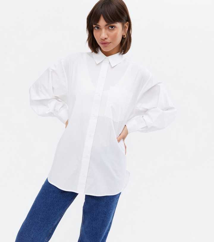 White Long Puff Sleeve Shirt