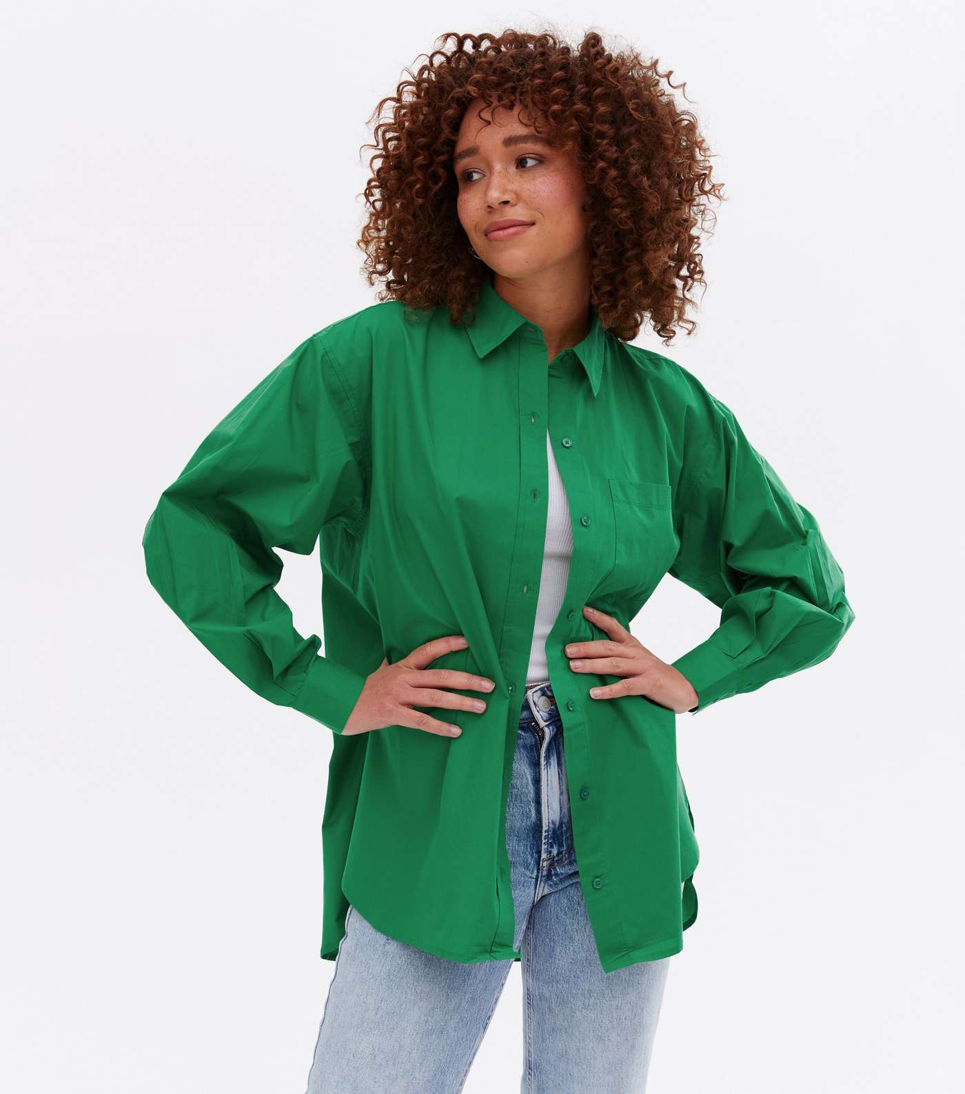 Green Long Puff Sleeve Shirt