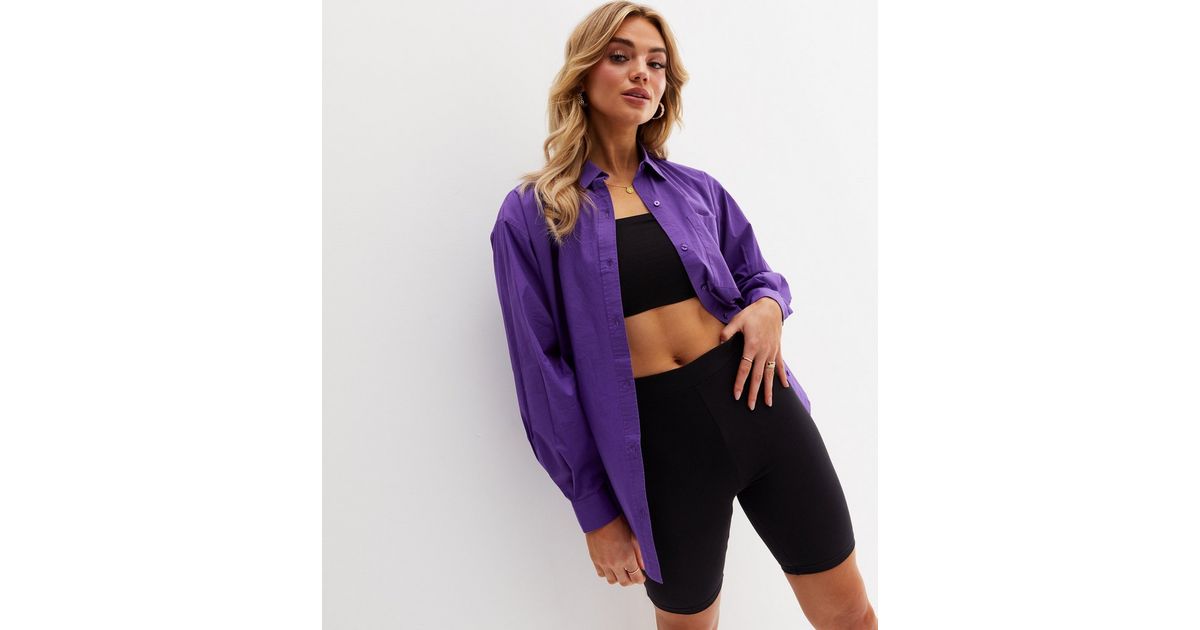 Purple Long Puff Sleeve Shirt | New Look