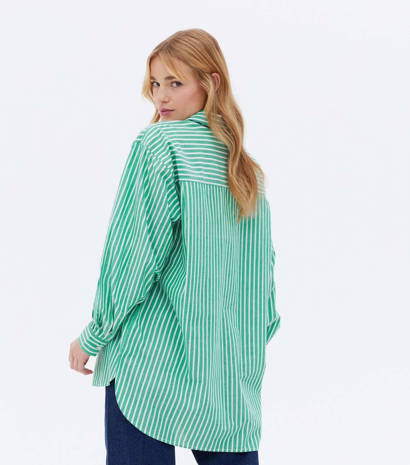Green Stripe Poplin Long Sleeve Shirt Image 4