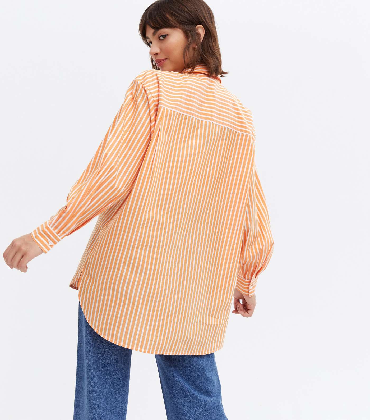 Orange Stripe Poplin Long Sleeve Shirt Image 4