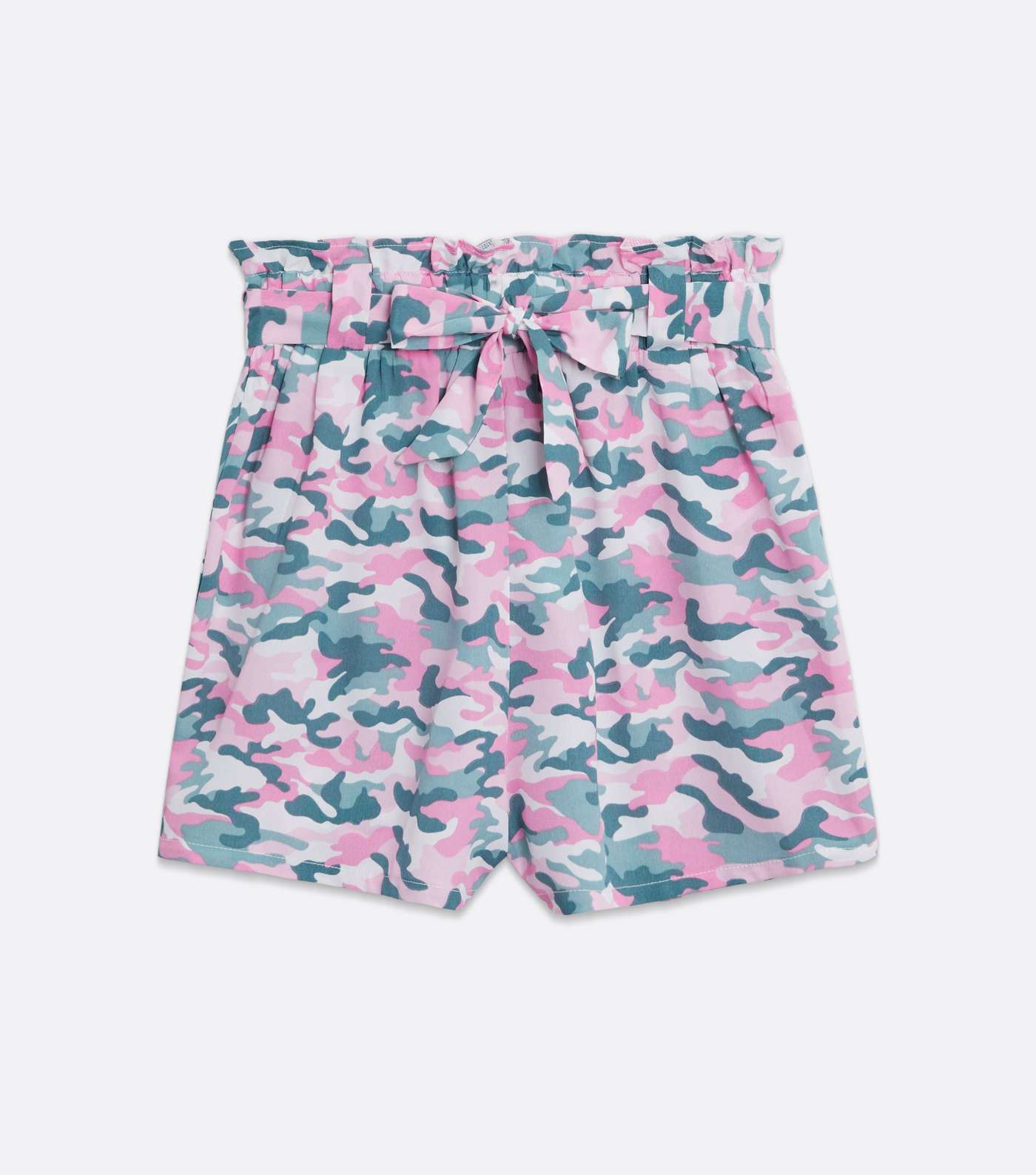 Girls Pink Camo Tie Waist Beach Shorts Image 5