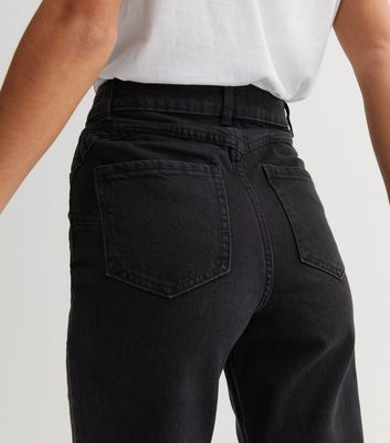 Washed Black Waist Enhance Tori Mom Jeans | New Look