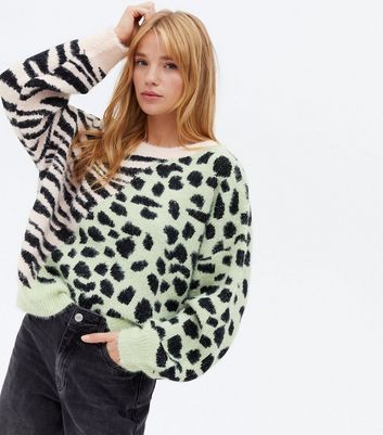 blue animal print jumper