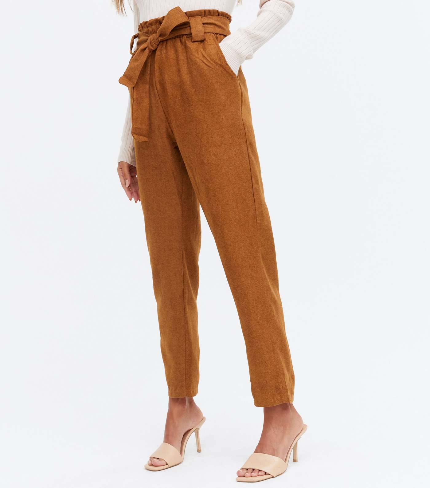 Blue Vanilla Tan Cord Belted Trousers Image 2