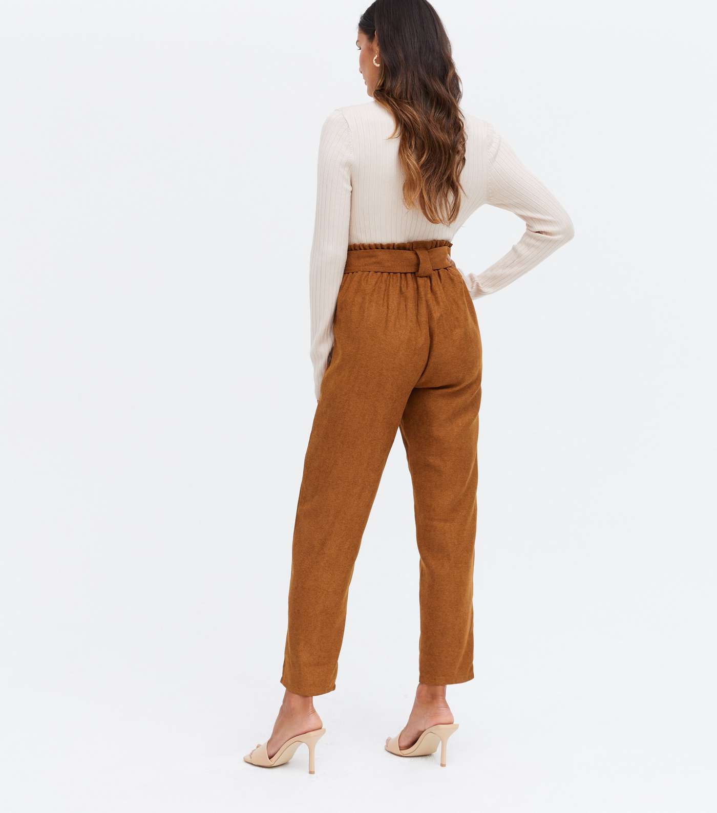 Blue Vanilla Tan Cord Belted Trousers Image 4