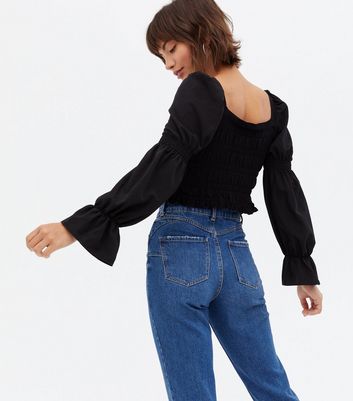 Click to view product details and reviews for Pink Vanilla Black Elasticated Puff Sleeve Crop Top New Look.