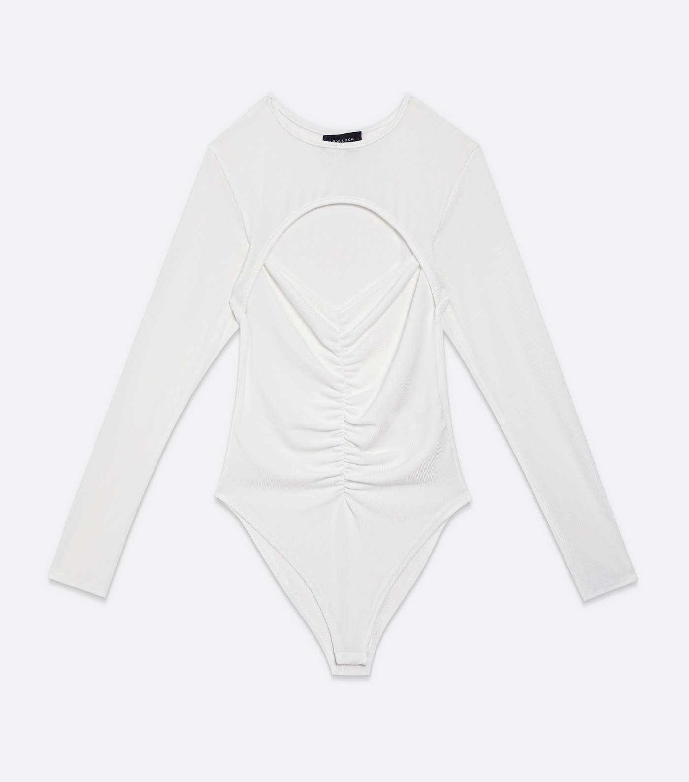 Off White Sweetheart Ruched Cut Out Bustier Bodysuit Image 5
