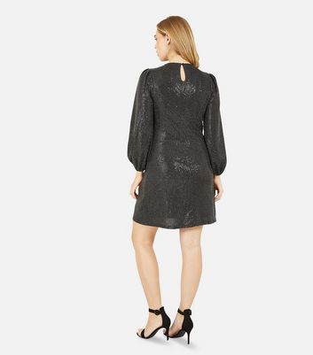 Yumi Black Sequin Long Sleeve Mini 