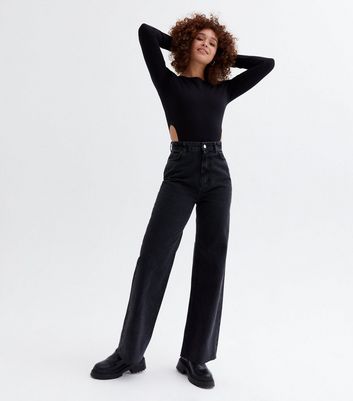 Black High Waist Adalae Wide Leg Jeans 