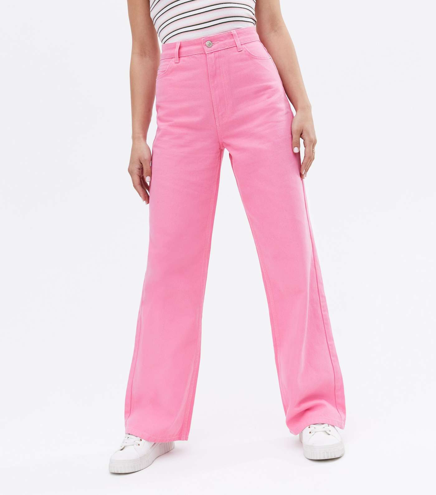 Bright Pink High Waist Adalae Wide Leg Jeans Image 2