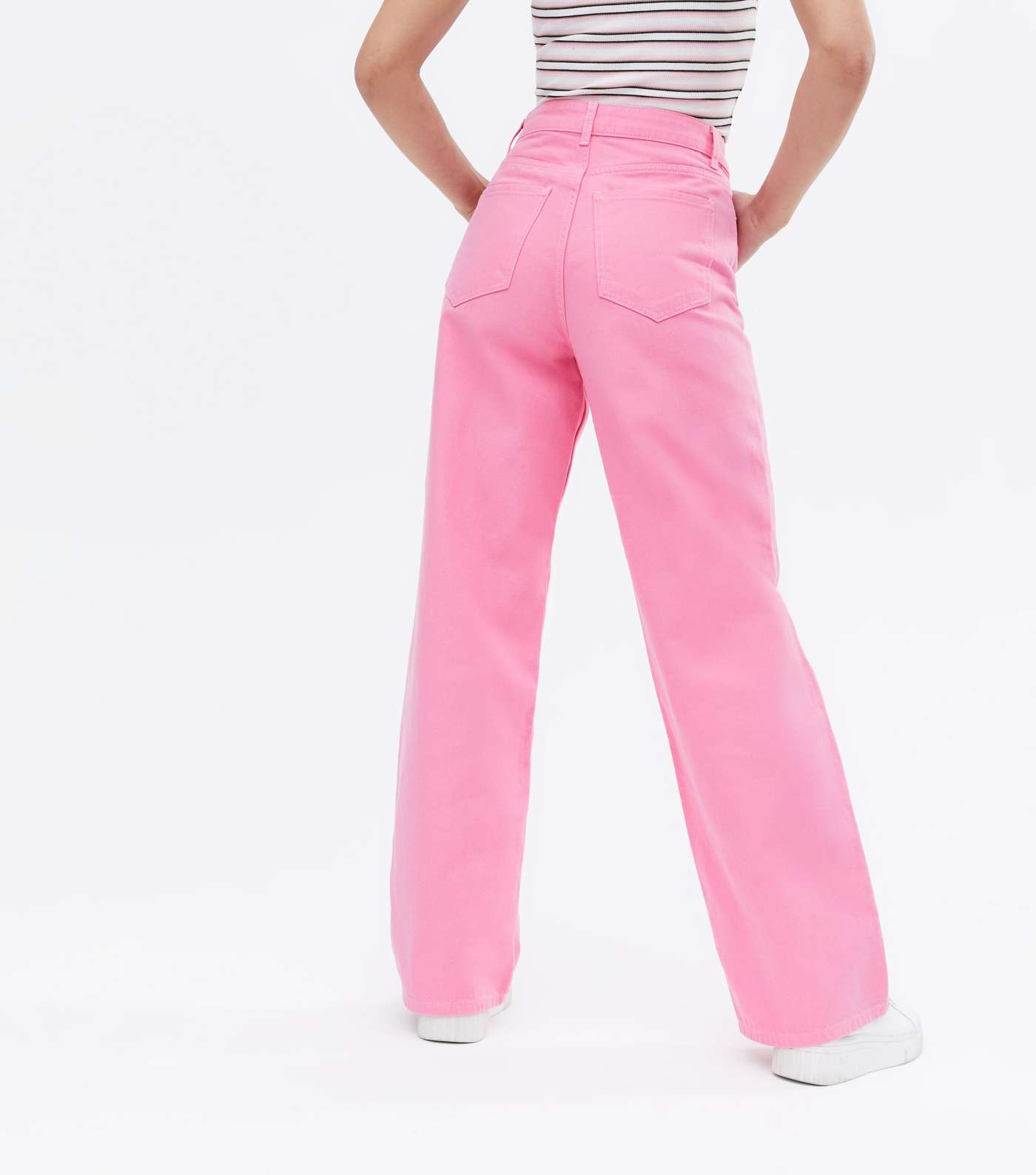 Bright Pink High Waist Adalae Wide Leg Jeans Image 4