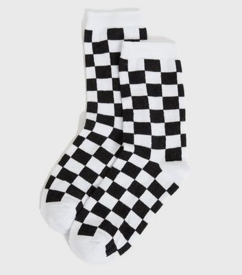 Black Checkerboard Socks | New Look