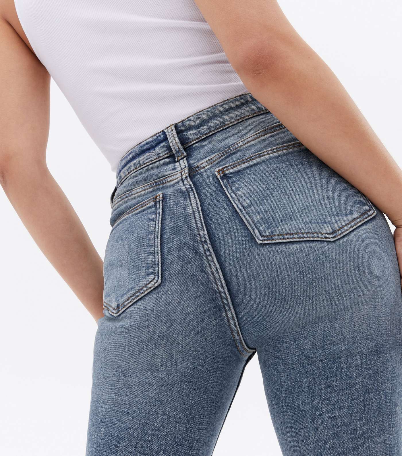 Teal Ripped Knee High Waist Hallie Super Skinny Jeans Image 3