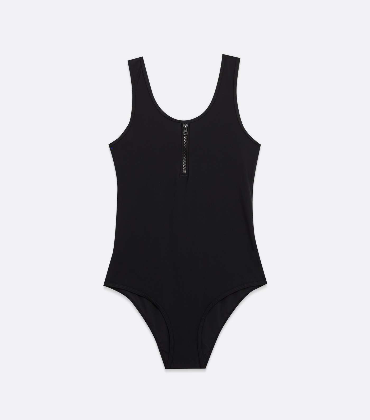 Girls Black Zip Front Swimsuit