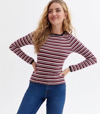 Pink Stripe Ringer Long Sleeve Top New Look