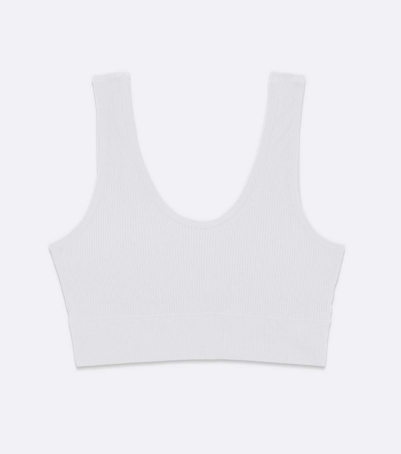 White Ribbed Seamless Crop Top Bralette Image 5
