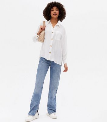 Click to view product details and reviews for Off White Pocket Front Long Sleeve Oversized Shirt New Look.