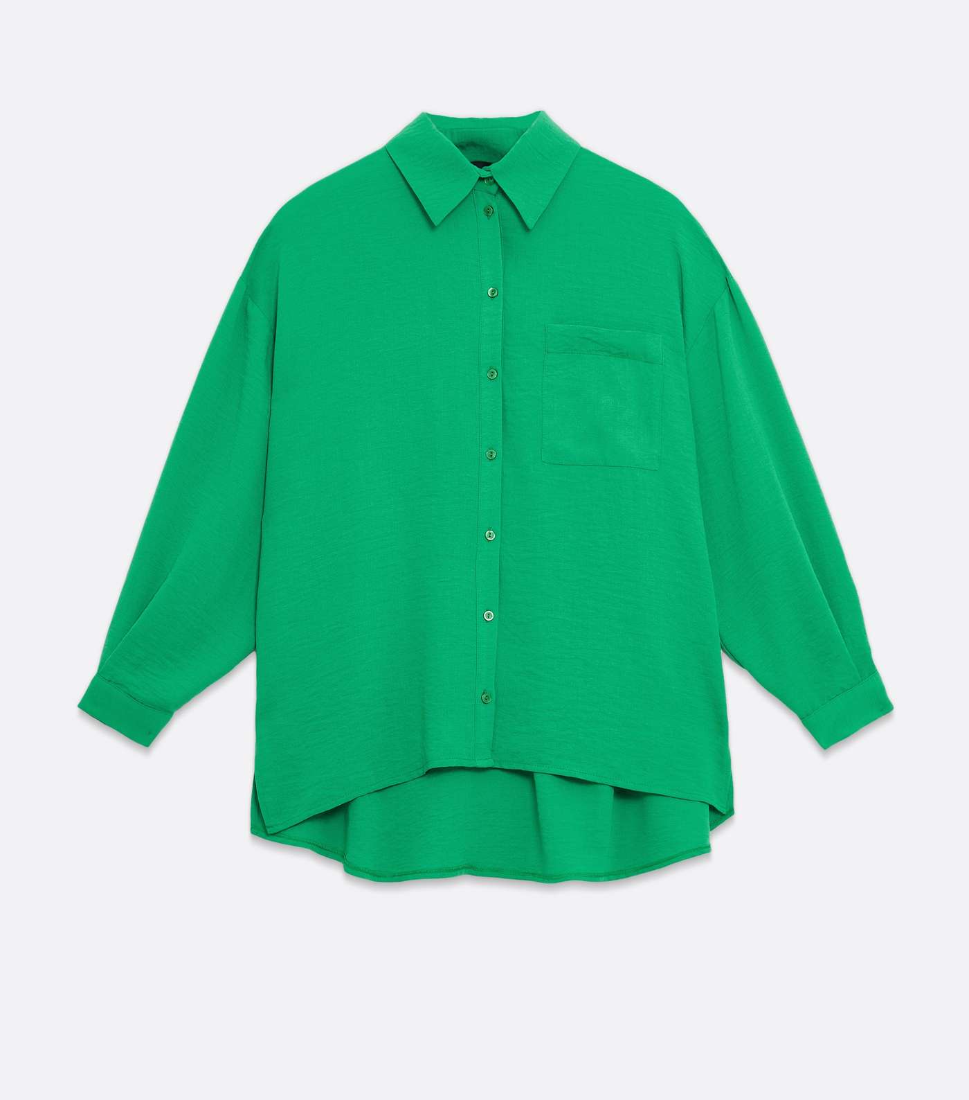Green Pocket Front Long Sleeve Oversized Shirt Image 5