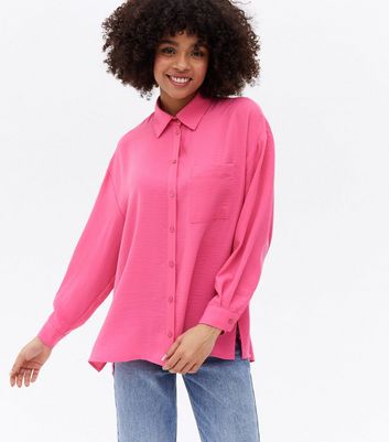 Hot Pink Oversized Shirt - Large
