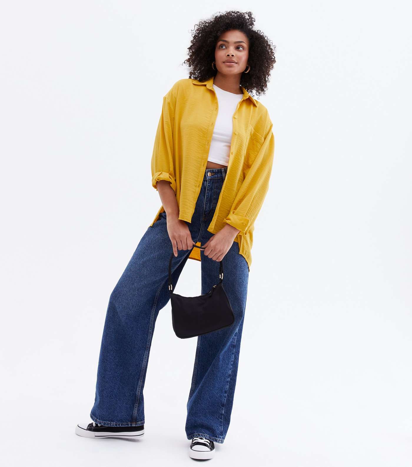 Mustard Pocket Front Long Sleeve Oversized Shirt Image 2