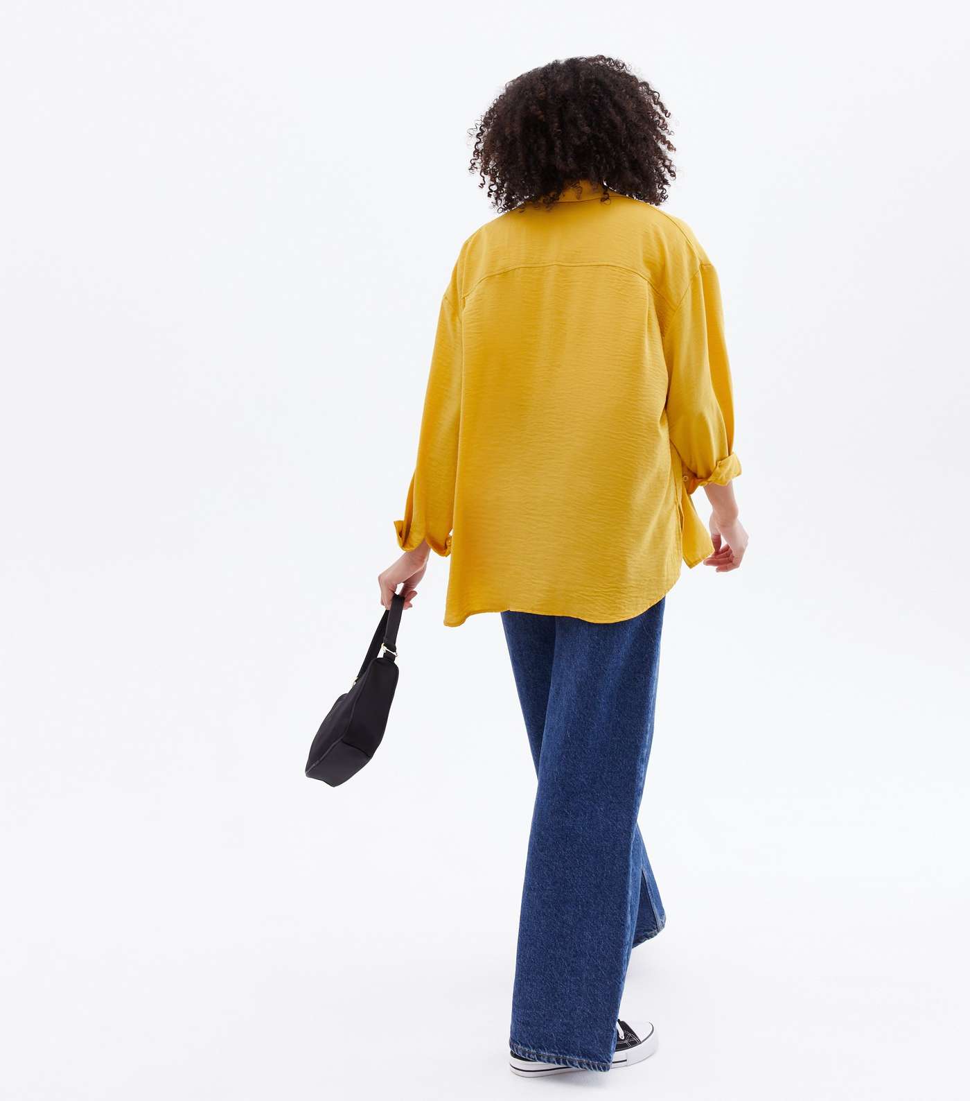Mustard Pocket Front Long Sleeve Oversized Shirt Image 4