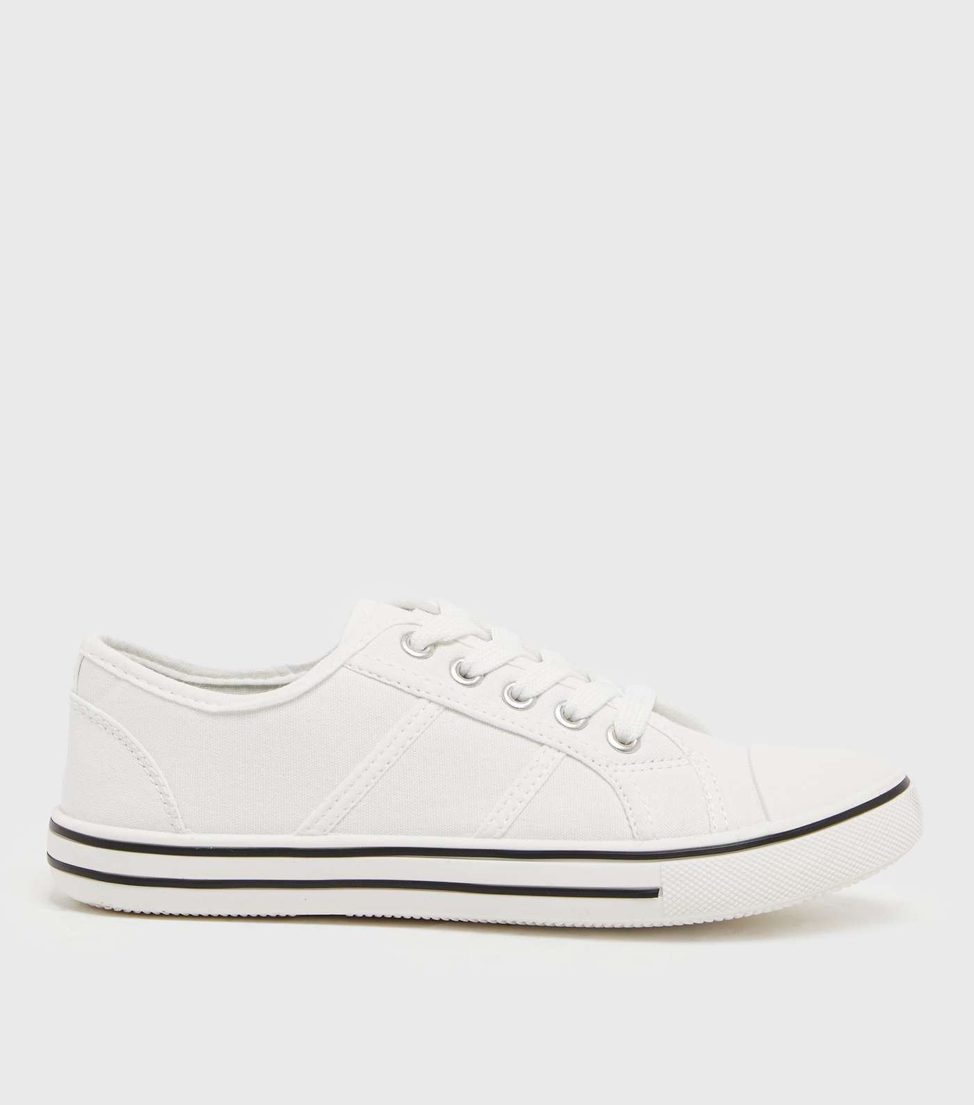 White Canvas Lace Up Trainers