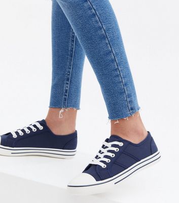 Navy canvas lace store up sneaker