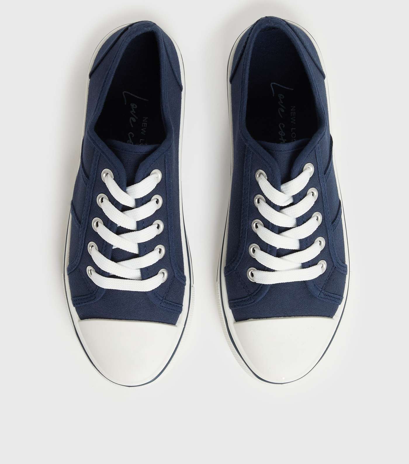 Navy Canvas Lace Up Trainers Image 3