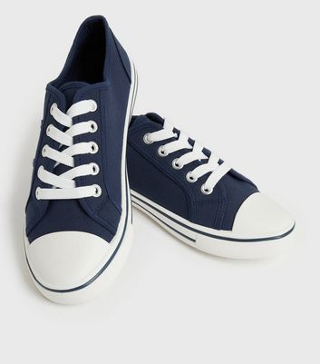 Navy canvas lace store up sneaker