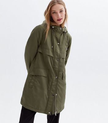 Khaki Hooded Pocket Front Parka Jacket New Look