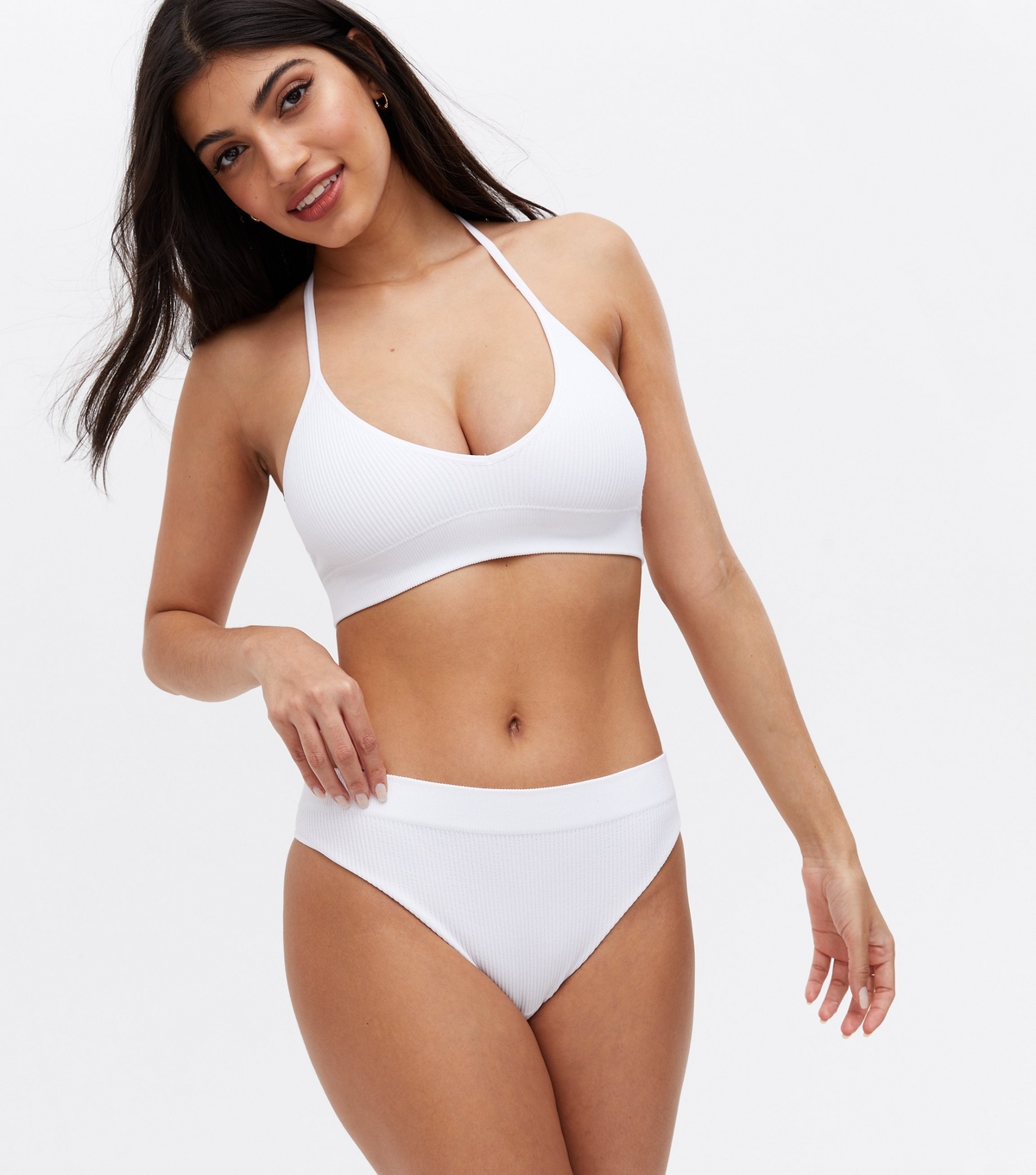 Women's White Ribbed Seamless Thong New Look