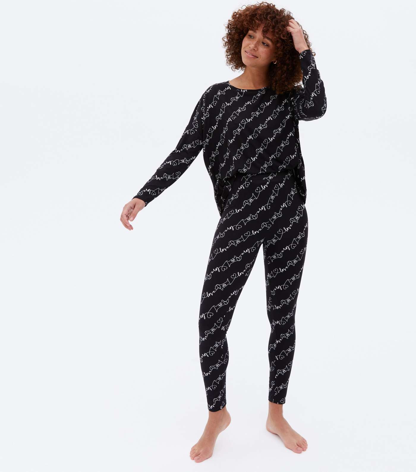 Black Scribble Dog Logo Legging Pyjama Set Image 2