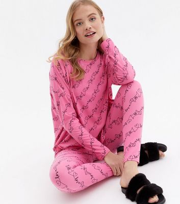 Pink Scribble Dog Logo Legging Pyjama 