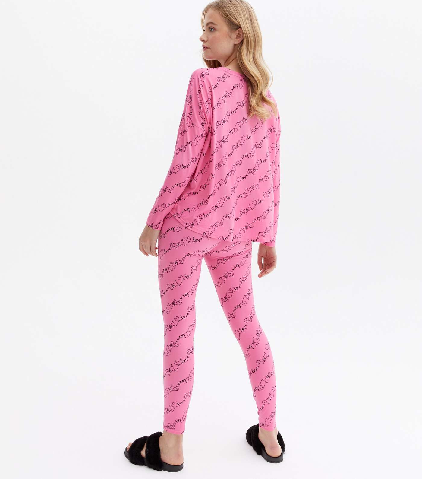 Pink Scribble Dog Logo Legging Pyjama Set Image 4