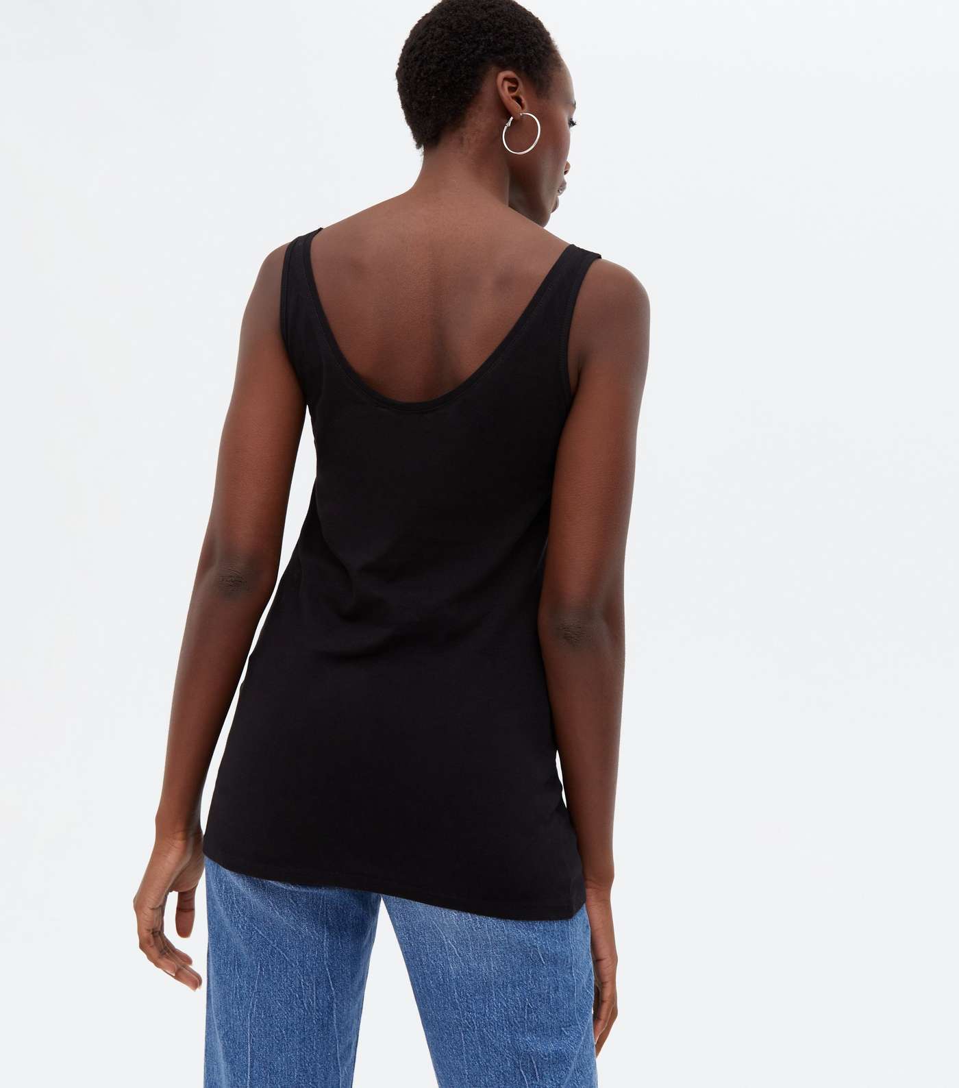 Tall Black Scoop Neck Long Vest Image 4