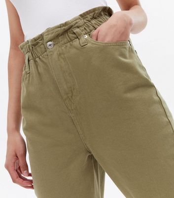 Click to view product details and reviews for Khaki Paperbag High Waist Dayna Tapered Jeans New Look.